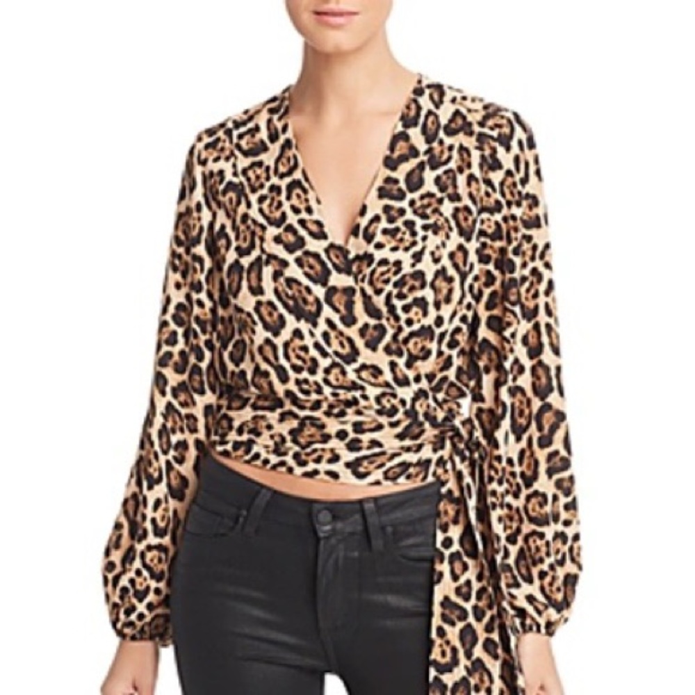 MARLED Leopard Print Wrap Blouse